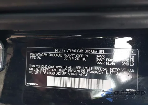 2017 Volvo S90 T6 Inscription из США, поврежденный, VIN YV1A22ML2H1006803